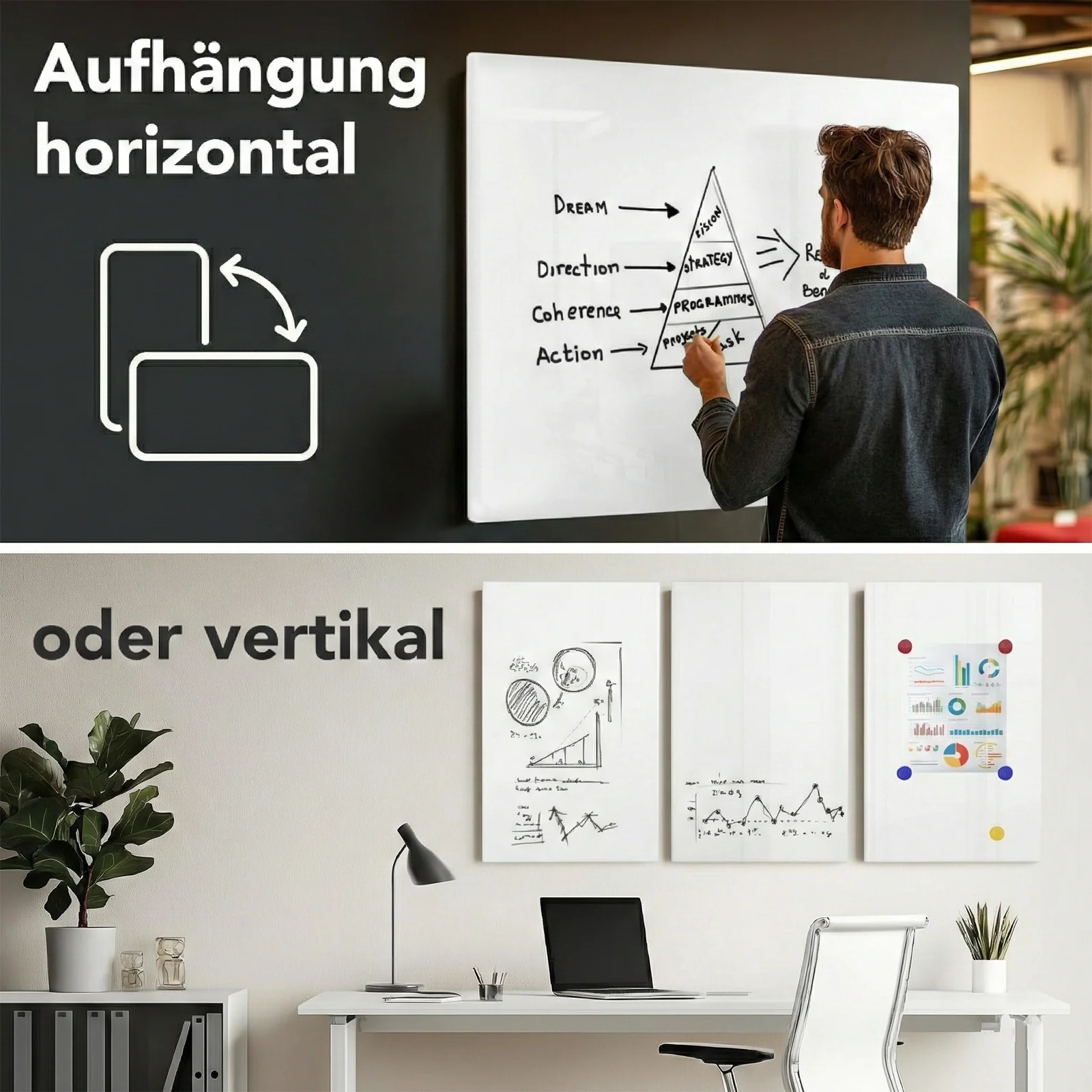 Glas-Whiteboard | Pearlwhite  | Sicherheitsglas | Rahmenlos | 10 Größen - Image 4